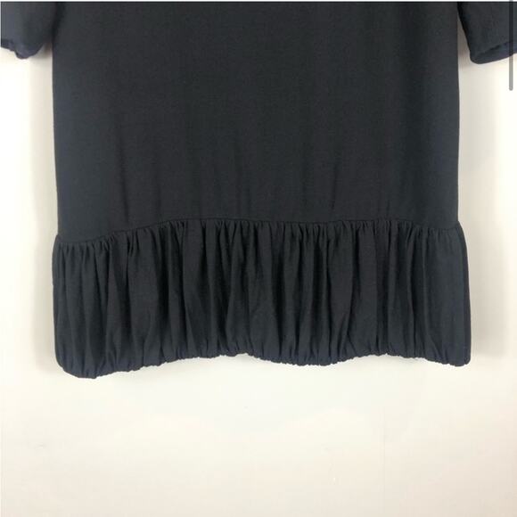 Tracy Reese black wool blend ruffle hem mini dress - Picture 2 of 9